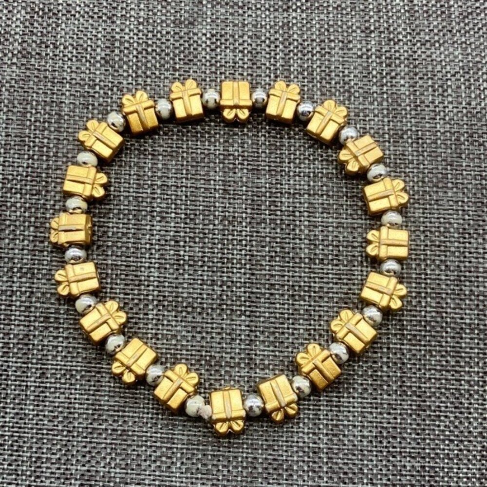 Trrtlz Friendship Bracelet Gift Present Christmas Gold Silver Beaded Stretch